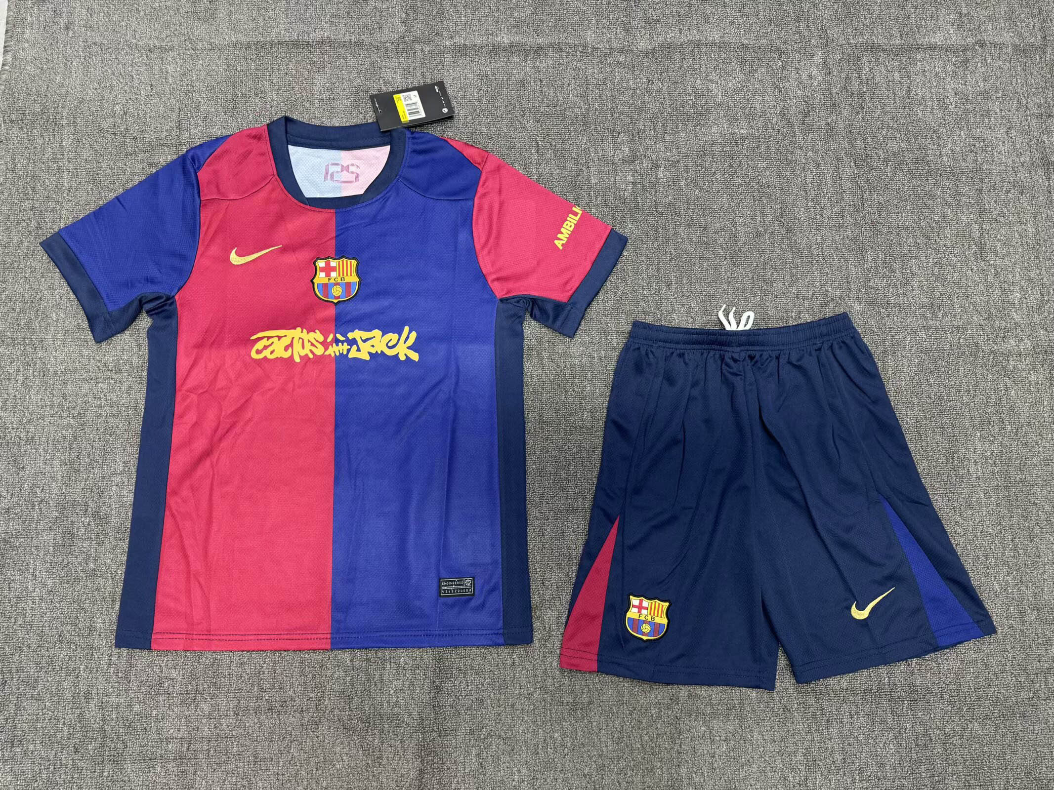 2024-2025 KIDS Barcelona Home Travis Scott Joint Edition Football Shirt 1:1 Thai Quality Maxi Kit
