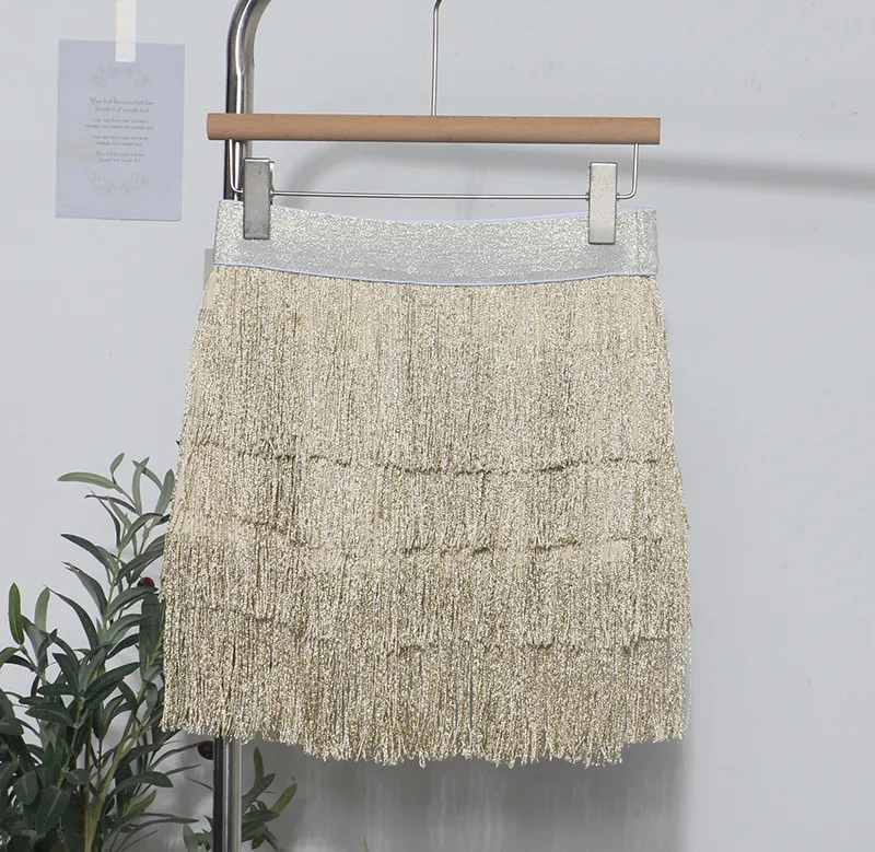Churchf Shiny Tassel Dress Girl Autumn Design Small Babes Dance Irregular A Short Skirt 9039