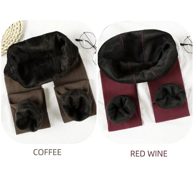 ATHVOTAR 2 Pcs Winter Warm Leggings Women Velvet Thick Leggings Push Up High Waist Skinny Thermal Leggings Women