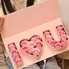 Empty Flower Gift Box with I Love U Design Cardboard Letter Shaped Fillable Flower Box for Valentine Day Anniversary Romantic Occasions