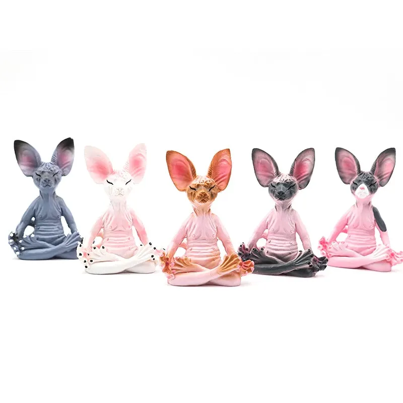 Whimsical Buddha Sphynx Cat Figurine Meditation Yoga Happy Cat Decor Art Sculptures Outdoor Garden Statues Figurines D&eacute;co Jardin