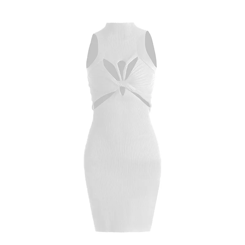 Brownm Spring 2025 New Hollow Knitted Vest Dress Slimy And Sexy Short-Packed Dress