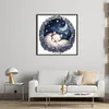 White Cat On The Moon - 11CT Stamped Cross Stitch - 50*50cm