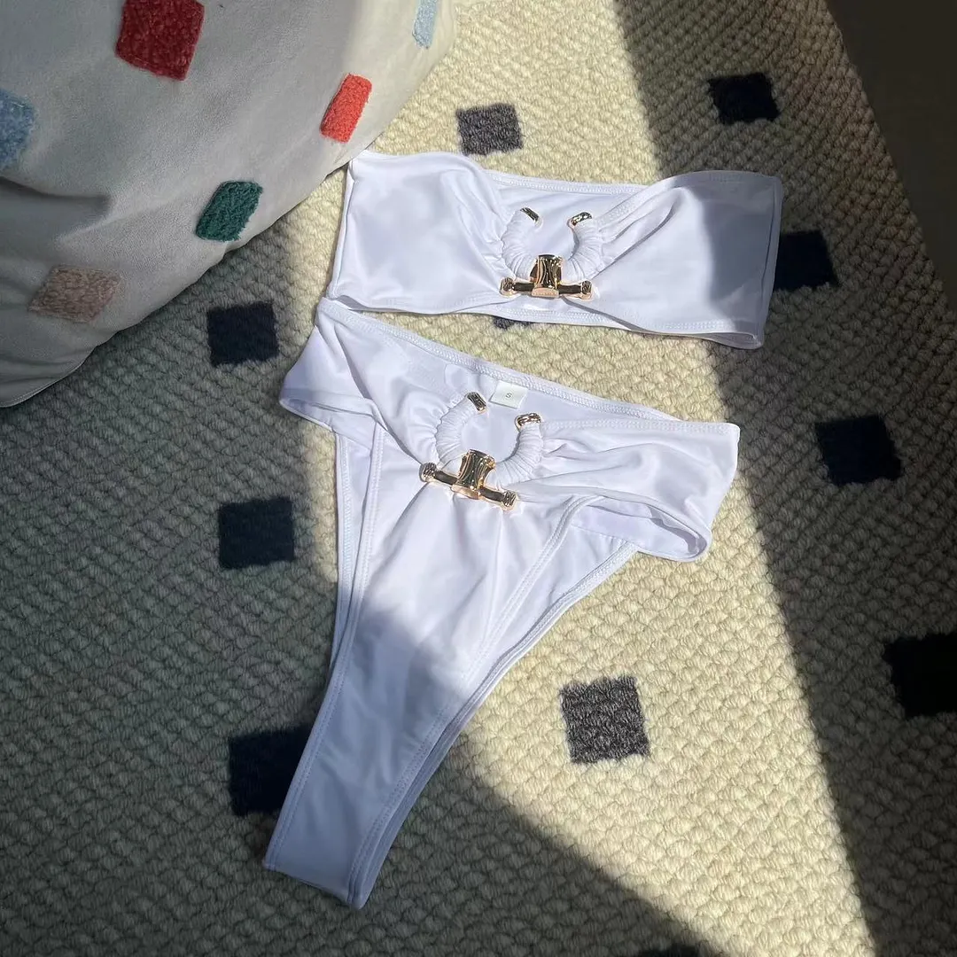 Churchf 2023 New Hollow High-Waist Sexy Breast-Wearing Bikini Bikini