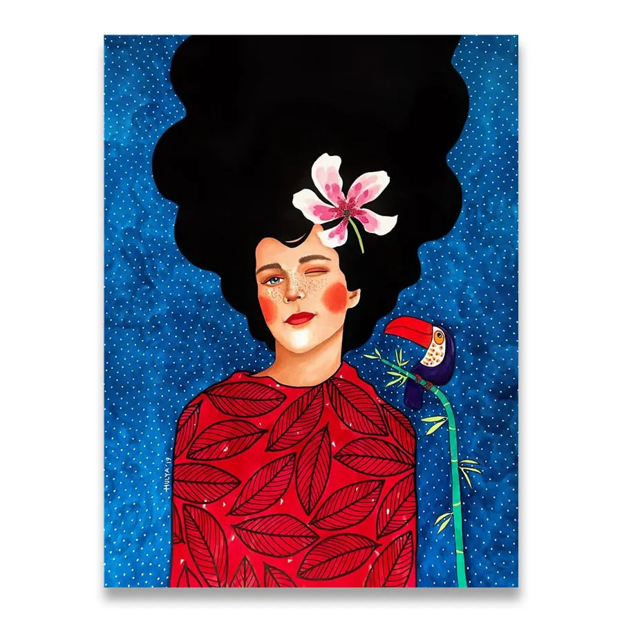 Abstract Colorful Girl Wall Art Canvas Painting Nordic Poster Flower Hair Cuadros Wall Pictures For Living Room Vintage Unframed