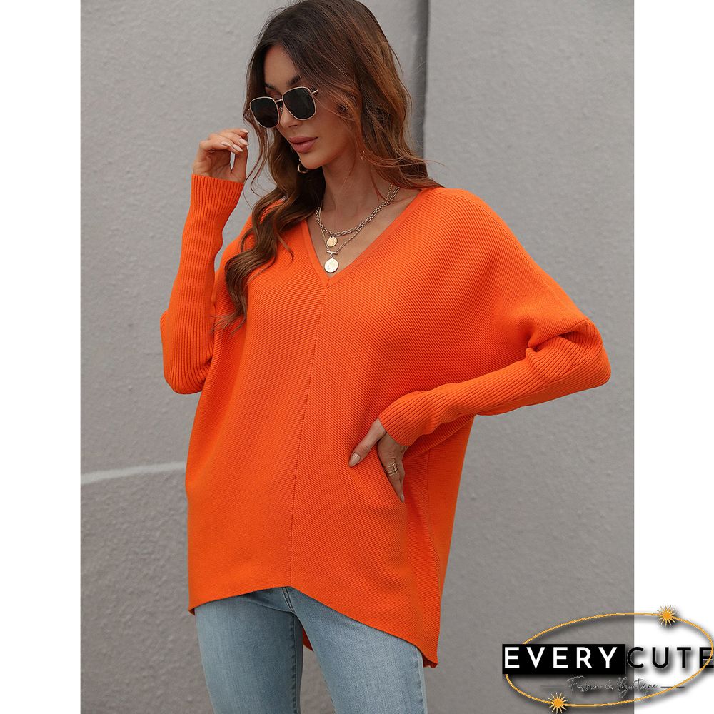 Knit Sweater Pullovers For Women Sweaters Fashion New Solid V Neck Backless Knitwear Tops Long Sweater Women's Full