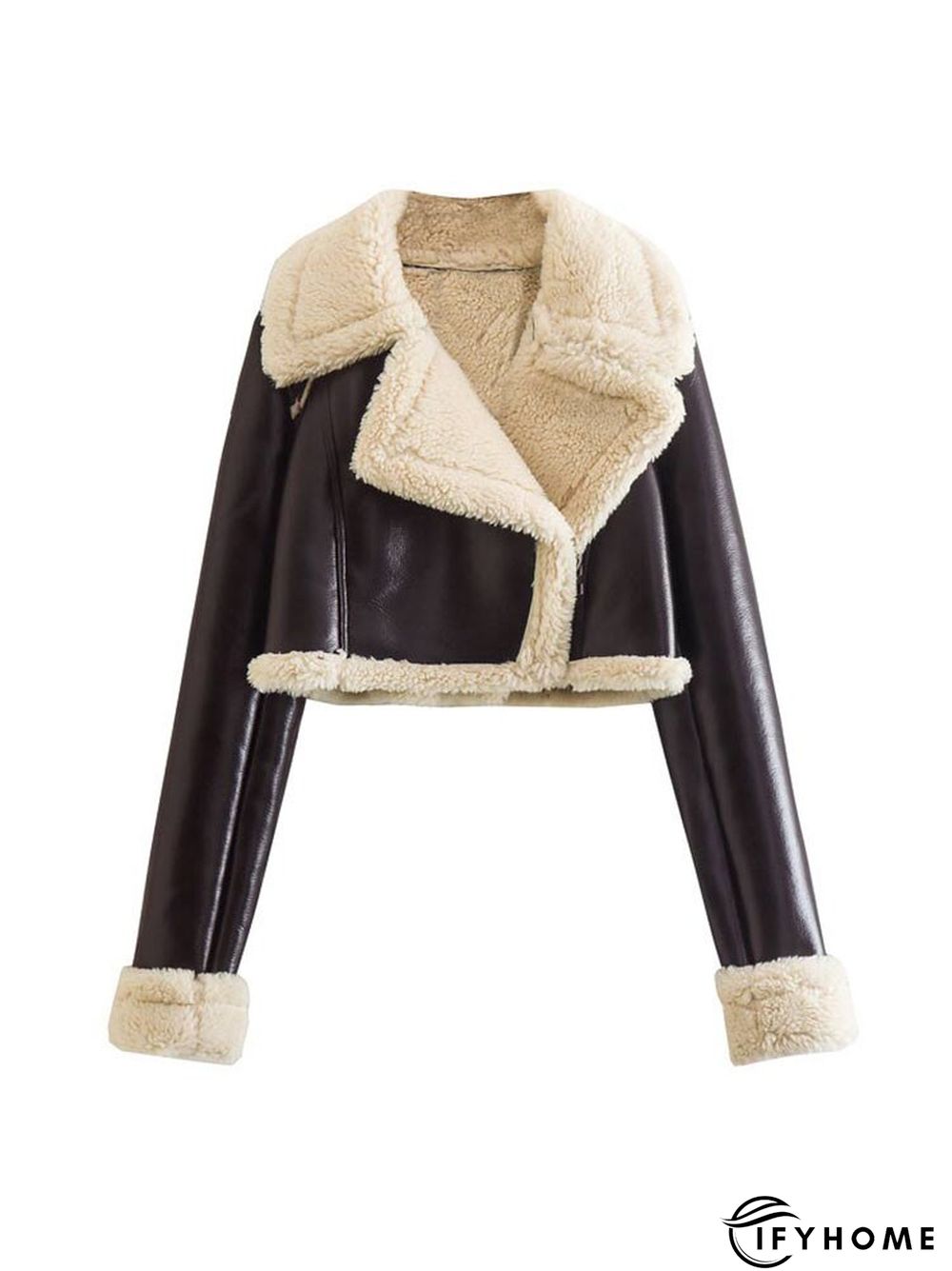 Women Fashion Lapel Lambswool Coat Double Sided Short Jacket | IFYHOME