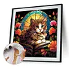 Cat Reading Book Glass Painting-Paint by Numbers Acrylic Painting 40*40CM