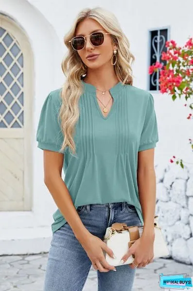 Notched Short Sleeve T-Shirt