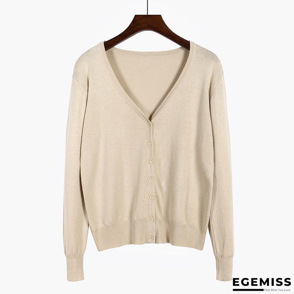 Cardigan Long Sleeve V Neck Air Conditioned Shirt Slim and Simple | EGEMISS