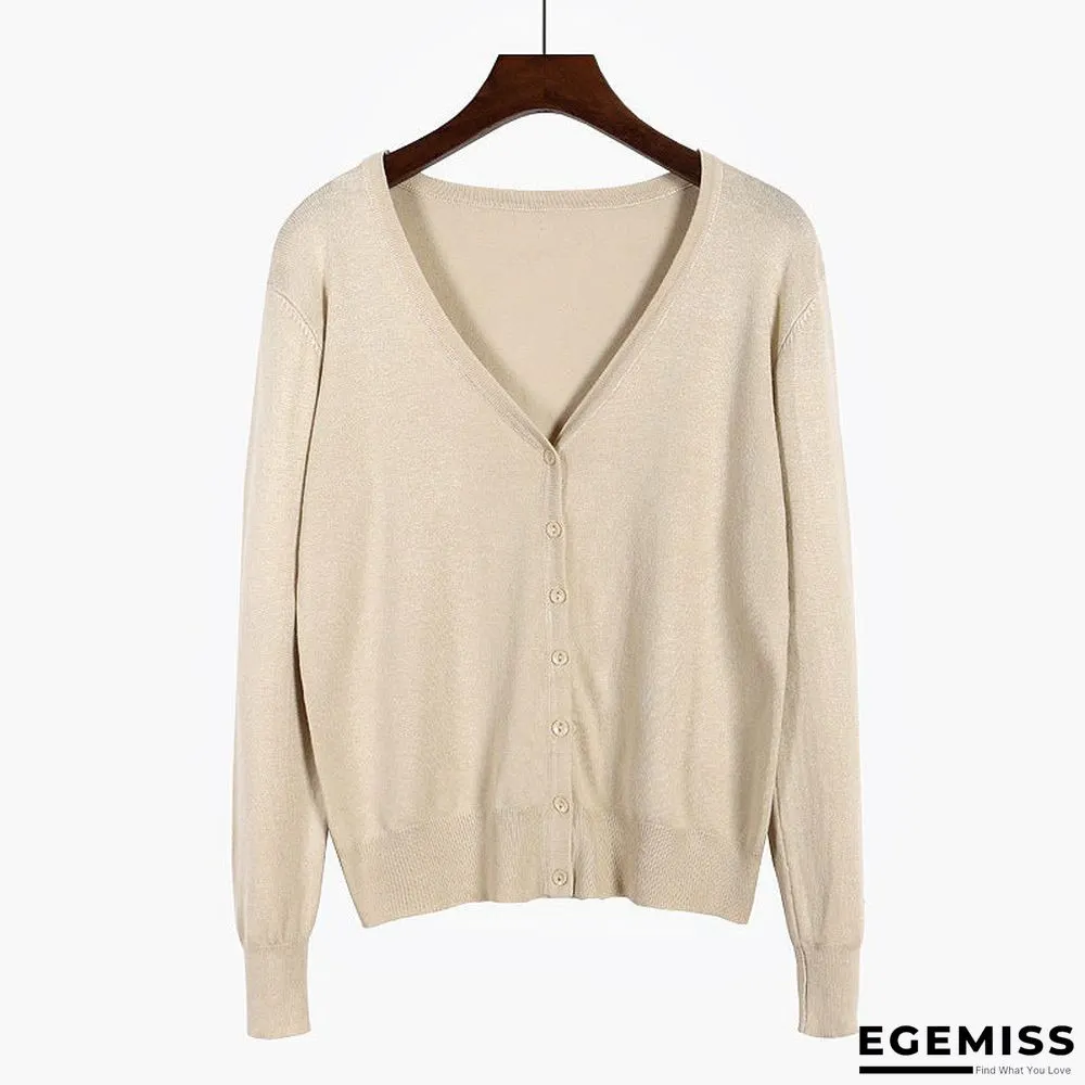 Cardigan Long Sleeve V Neck Air Conditioned Shirt Slim and Simple | EGEMISS