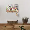 (US Local) DIY Crafts Wooden Cat & Flower Diamond Painting Art Craft Wall Hooks Kit