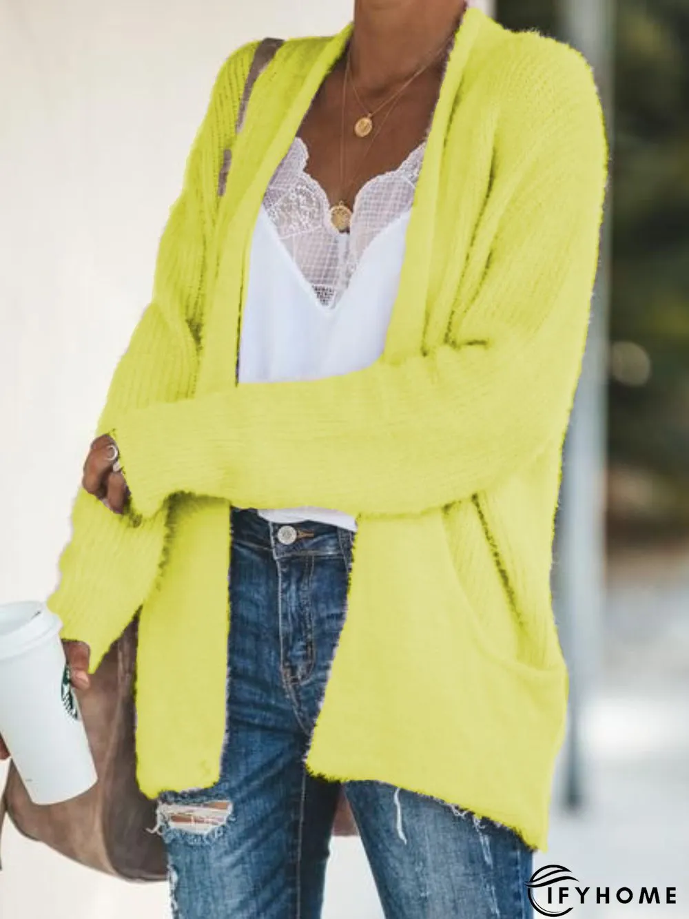 Women Long Sleeve Casual Cotton-Blend Sweater Cardigan | IFYHOME