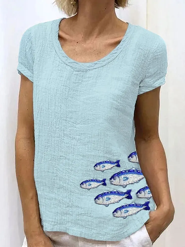 Women's Cotton And Linen T-Shirt