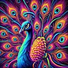 Diamond Painting -DIY Round Drill Colorful Peacock(40*40CM)