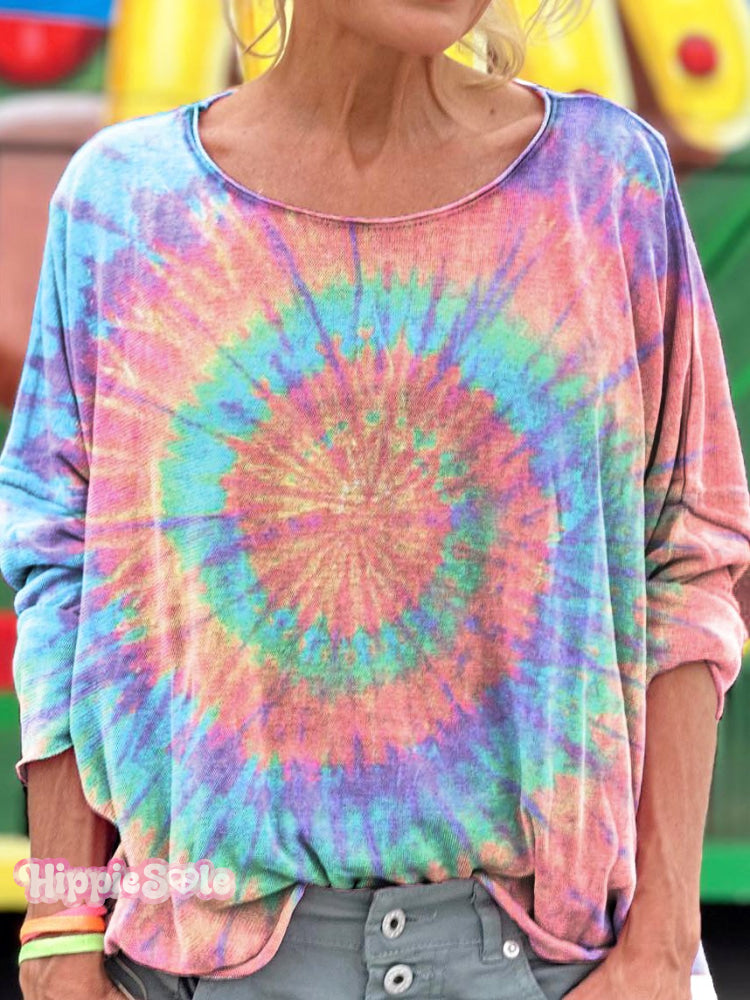 Women&rsquo;s Colorful Tie Dye Hippie Print T-Shirt Multicolor / S