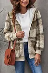 Women's Plaid Fleece Hooded Coat