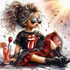Jolie fille aux grands yeux ronde drill diamond painting-40 * 40cm