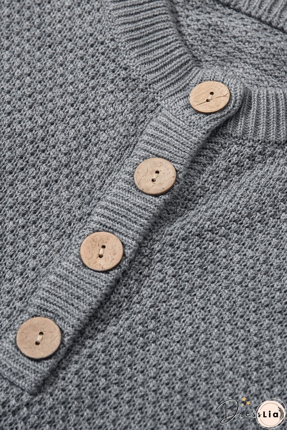 Casual Waffle Knit Henley Shirt