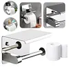 Stainless Steel Toilet Paper Holder Wall Mounted Punch-Free Bathroom Accessories