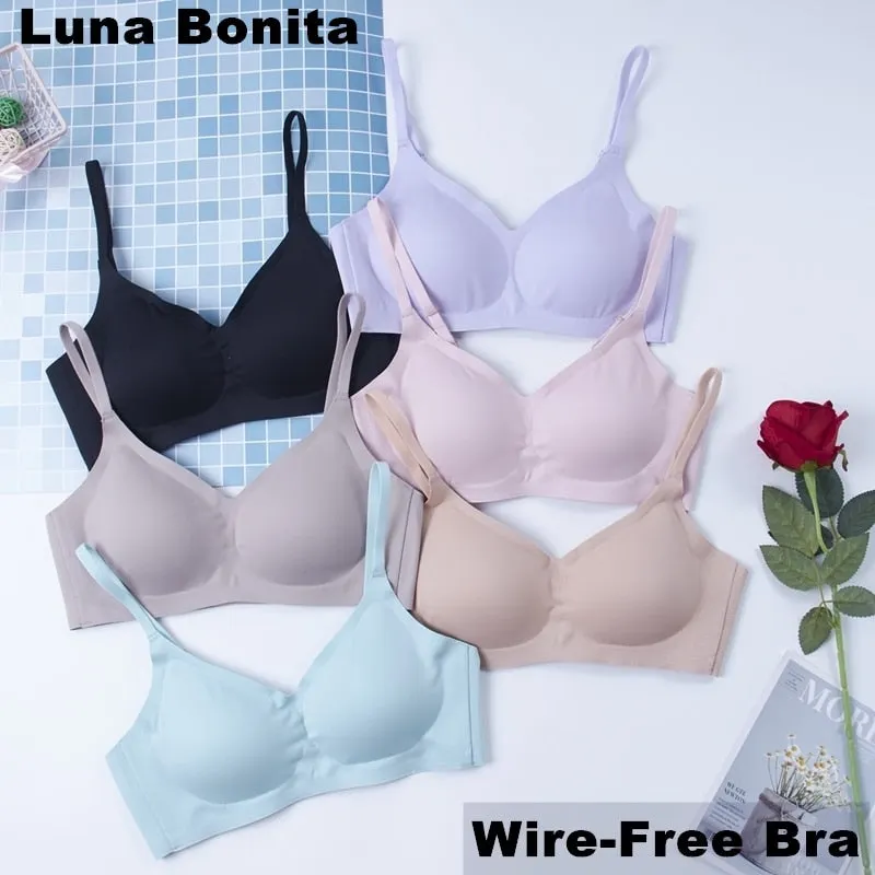 Seamless Fitness Women Solid Underwear Gathers Shockproof Removable Thin Pad Push Up Bra Female Vest Brassiere Bralette Lingerie