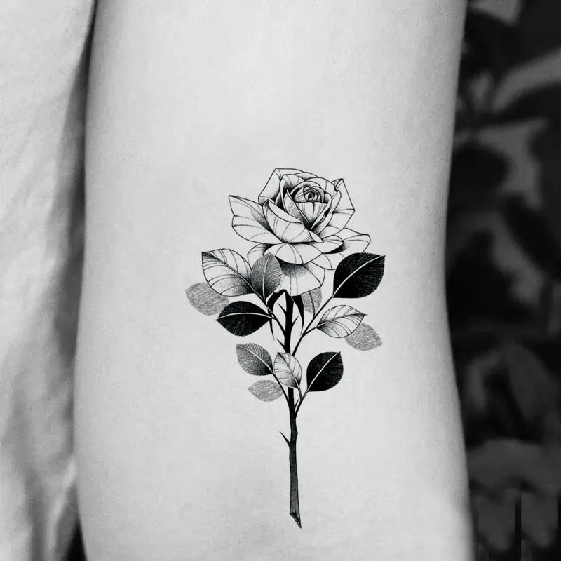 Waterproof Black Temporary Tattoo Stickers Men Women Rose Feather ankle Body Art Water Transfer Tattoos Arm Waist Finger Tatoo