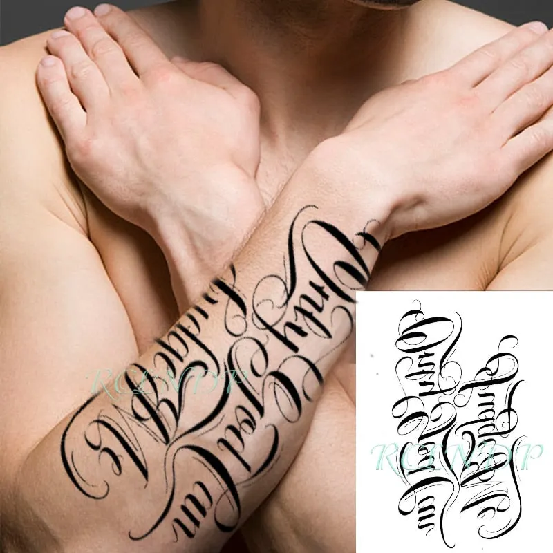 Waterproof Temporary Tattoo Sticker Sexy Thigh Love Sick English Words Gothic Water Transfer Fake Tatto Flash Tatoo for Women
