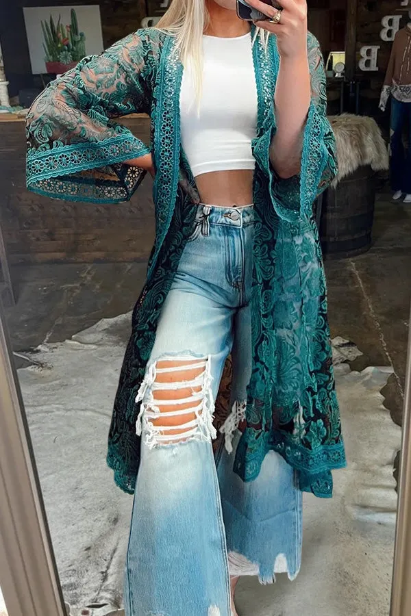 Sheer Lace Kimono