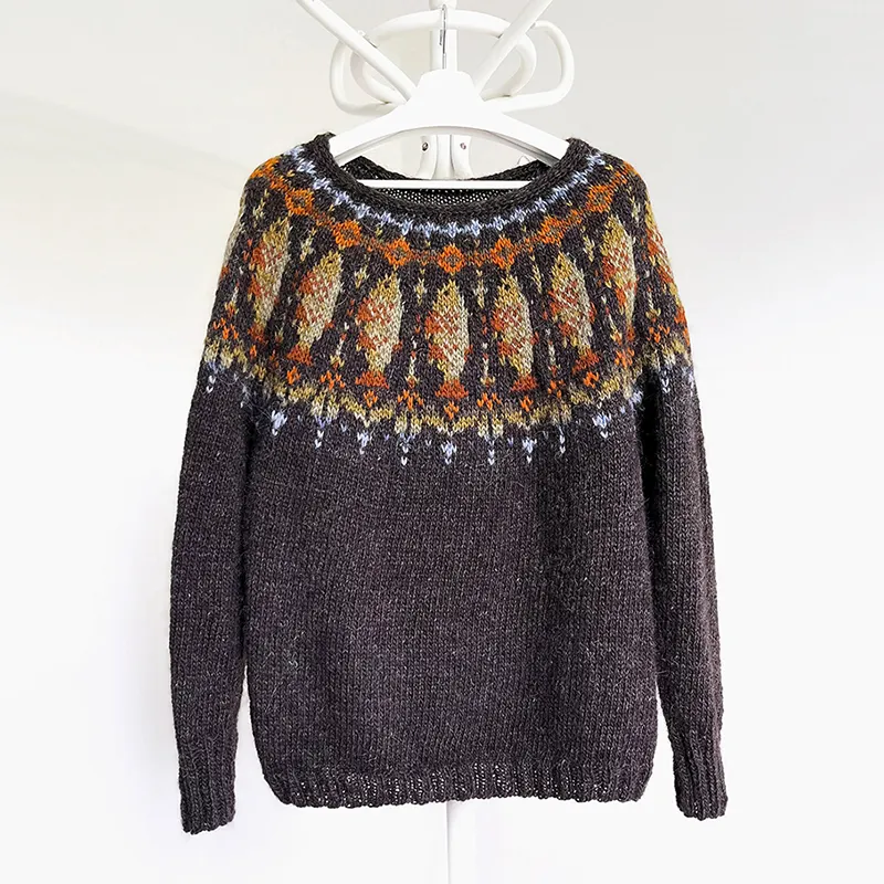 Vintage Geometric Fish-Dried Graphic Knitted Sweater