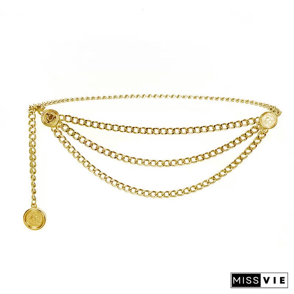 Sunflower Multilayer Waist Chain Belt for Dress Jeans Trous