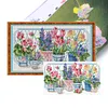 Flower Pot-14CT Stamped Cross Stitch Egyptian Cotton 47*28cm/18.5*11.02in