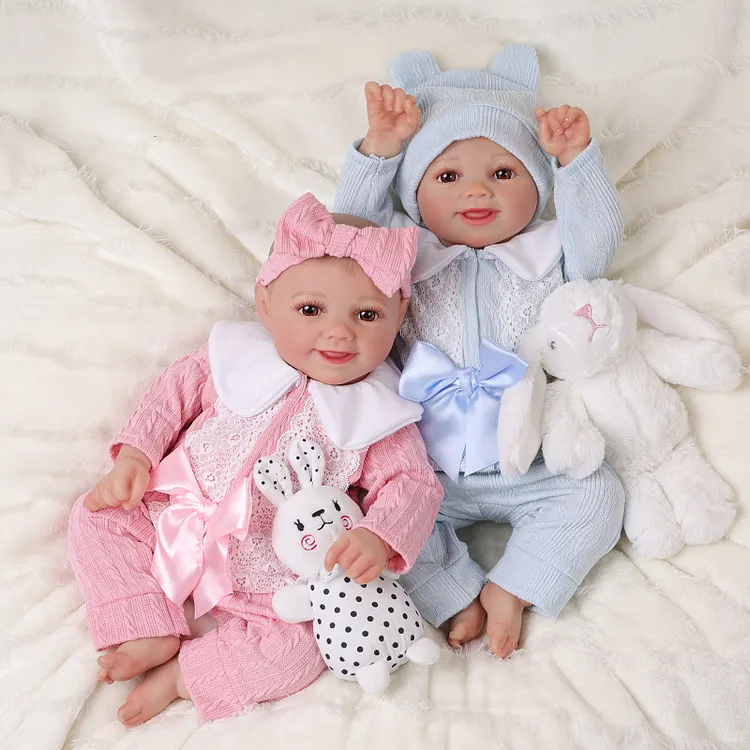 Babeside Smiling Reborn Baby Mia & Sunny 17" Newborn Twins Gentle Companion Touch