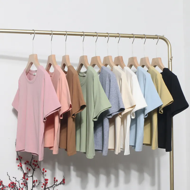 Churchf Real-Apamine Solid Short-Sleeved T-Shirt Burst Small Short Sweet Spicy Slim Slim Thin Collar Top 88122