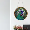 5D Diamond Painting Double Sided Effect  Stained Glass Panel Decorative Home Garden Decoration Hanging Kit(Pecock)
