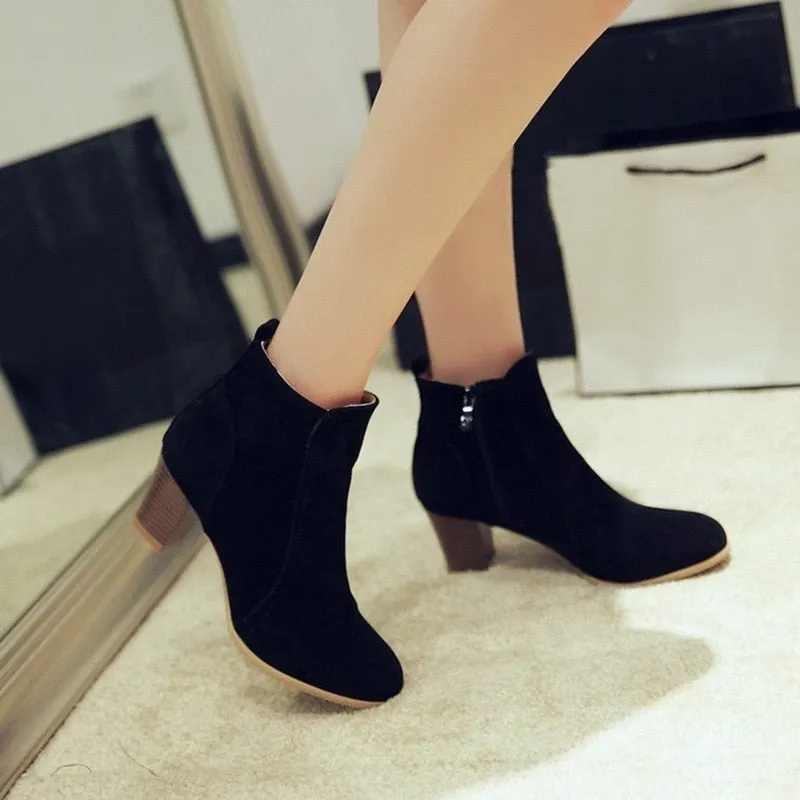 Women Ankle Boots 2021 Fashion Boots Woman Autumn Winter Pointed Toe High Heels Zipper Female Shoes Booties Females Botas Mujer