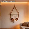 Boho Floating Shelves for Wall Decor with Wood Shelves & Macrame Leaf Floating Storage Display Shelving No Drilling for Bathroom Bedroom Office Living Room Dorm