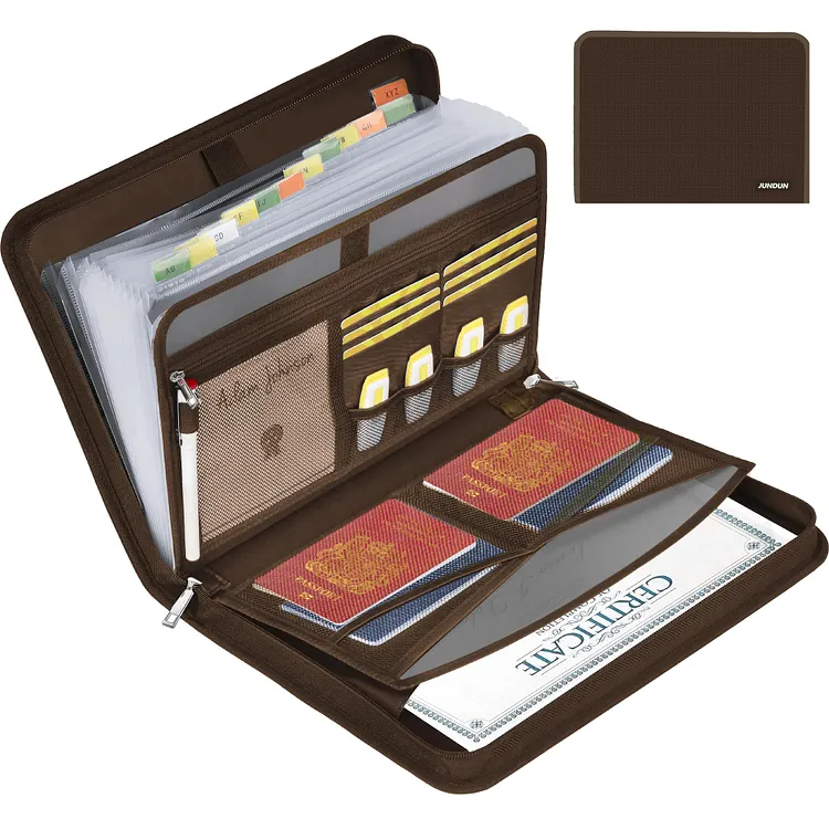 JUNDUN Accordion File Organizer - Fireproof Accordion Folder with