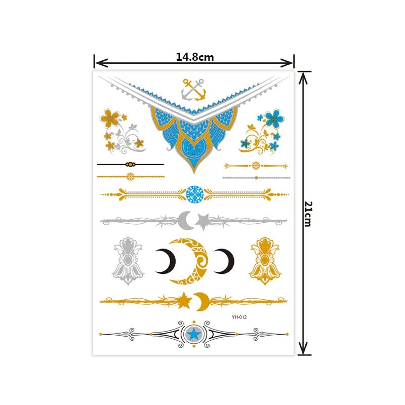 Hot bronzing tattoo stickers waterproof sweat not easy to smudge bronzing temporary tattoo stickers fashion tattoo stickers
