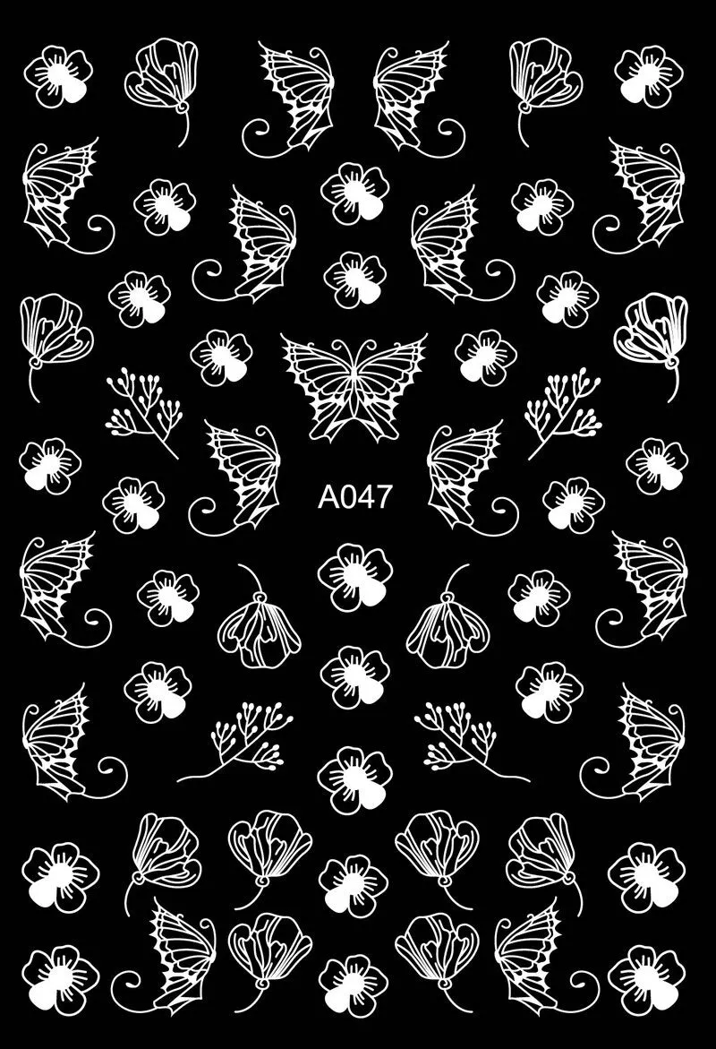 Black Wave Gold Stars White Line Nail Art Stickers Designs Manicure Sticker Back Glue Accessories for Nail Art Decoration Decals-Nail Inspo