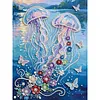 Two Jellyfish DIY Pearl Painting Kit with Frame 30x40cm Pearl Gem Paintings Picture Arts Craft for Adults Beginners Gift Home Wall Decor
