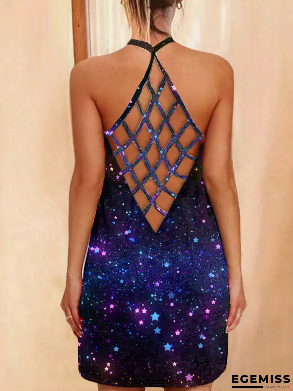 New Printed Sexy Hollow Neck Slim Dress Women In Summer | EGEMISS