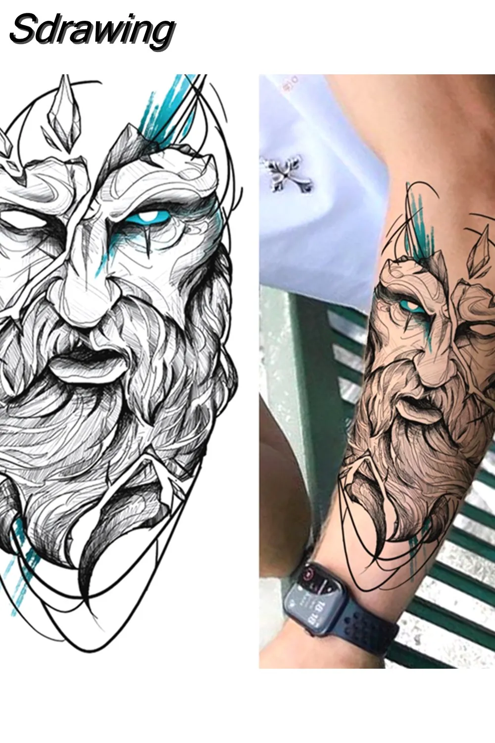 Sdrawing Arm Temporary Tattoos Sleeve For Men Women Realistic Fake Tatoos Warrior Lion Tiger Flower Tatoo Sticker Black Totem Maori 507-1