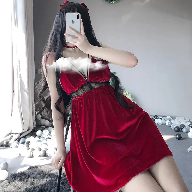 Billionm OJBK Store Fashion Velvet 2 Pieces Women Sexy Lace Robe Pajama Sleepwear Warm Winter Pajamas Sets Suit Sleeveless Nightwear 2020