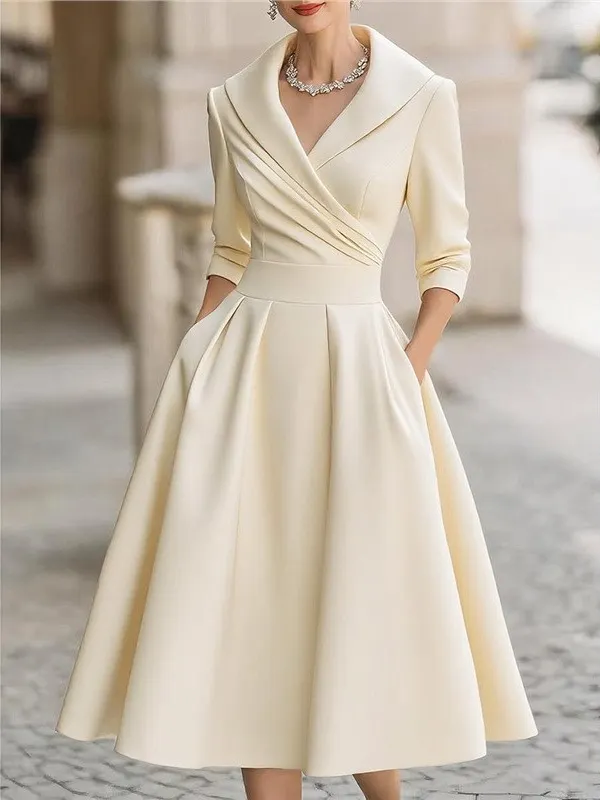 Athvotar Athvotar Women's Spring And Autumn Temperament Collar Waist Dress Thin Elegant Ladies Dress