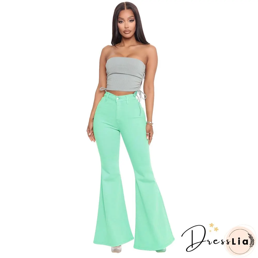 High Waist Stretch Plus Size Flare Jeans Pants