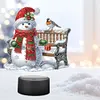 (US Local)Acrylic Double Sided Xmas Snowman 5D Diamond Painting Night Light for Tabletop