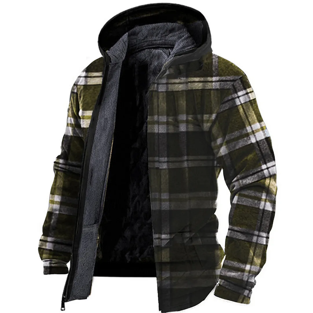 Churchf Churchf New Winter Men's Hoodie Print Die Is Versatile, Loose, Velvet And Thick Zipper Coat
