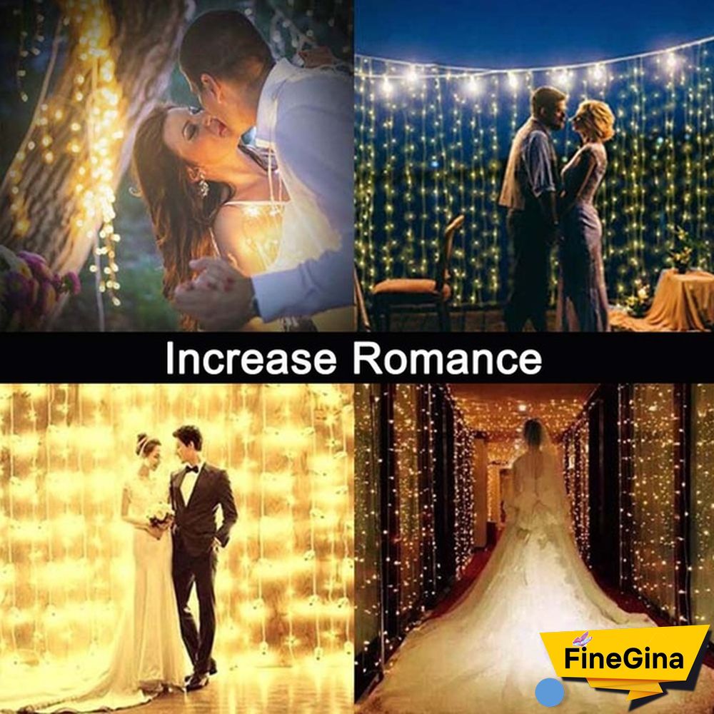 300LED Curtain String Lights 8 Modes with Remote Control Waterproof Fairy Lights Wedding Party Room Christmas Decoration Lights USB Powered