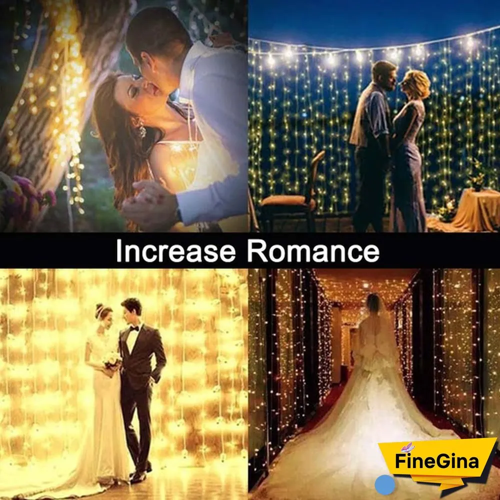 300LED Curtain String Lights 8 Modes with Remote Control Waterproof Fairy Lights Wedding Party Room Christmas Decoration Lights USB Powered