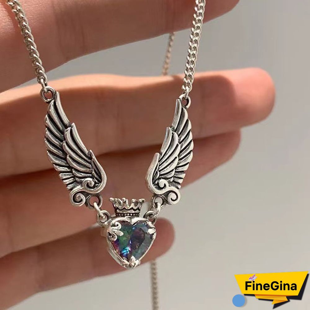 Vintage Heart Wings Necklace